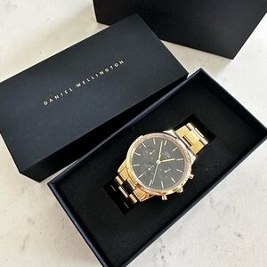 Daniel Wellington Gold Iconic Chronograph Link Onyx G